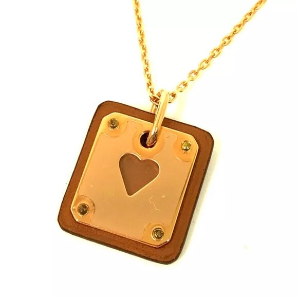 HERMES Heart Chain Asdukour PM Pendant accessories Necklace Unused - Picture 1 of 13